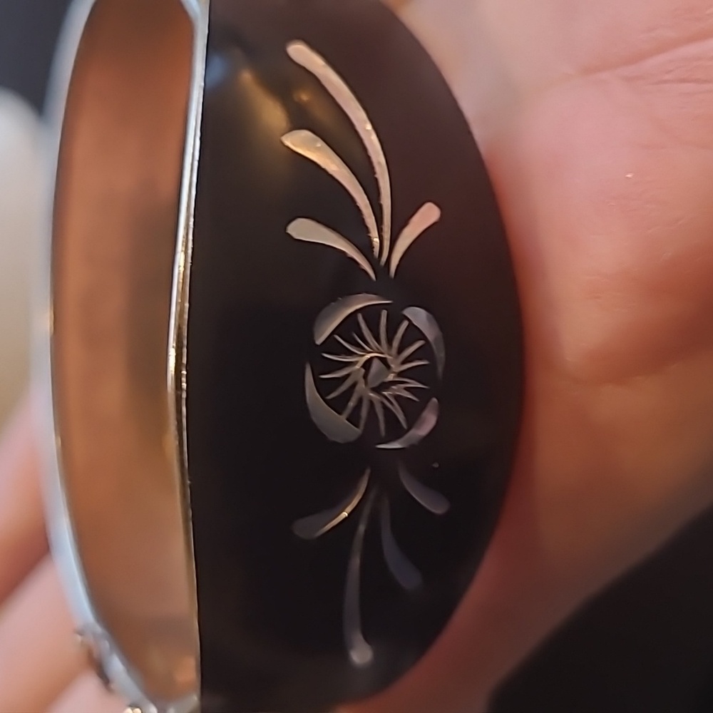 Victorian Enamel Mourning Hinged Bangle